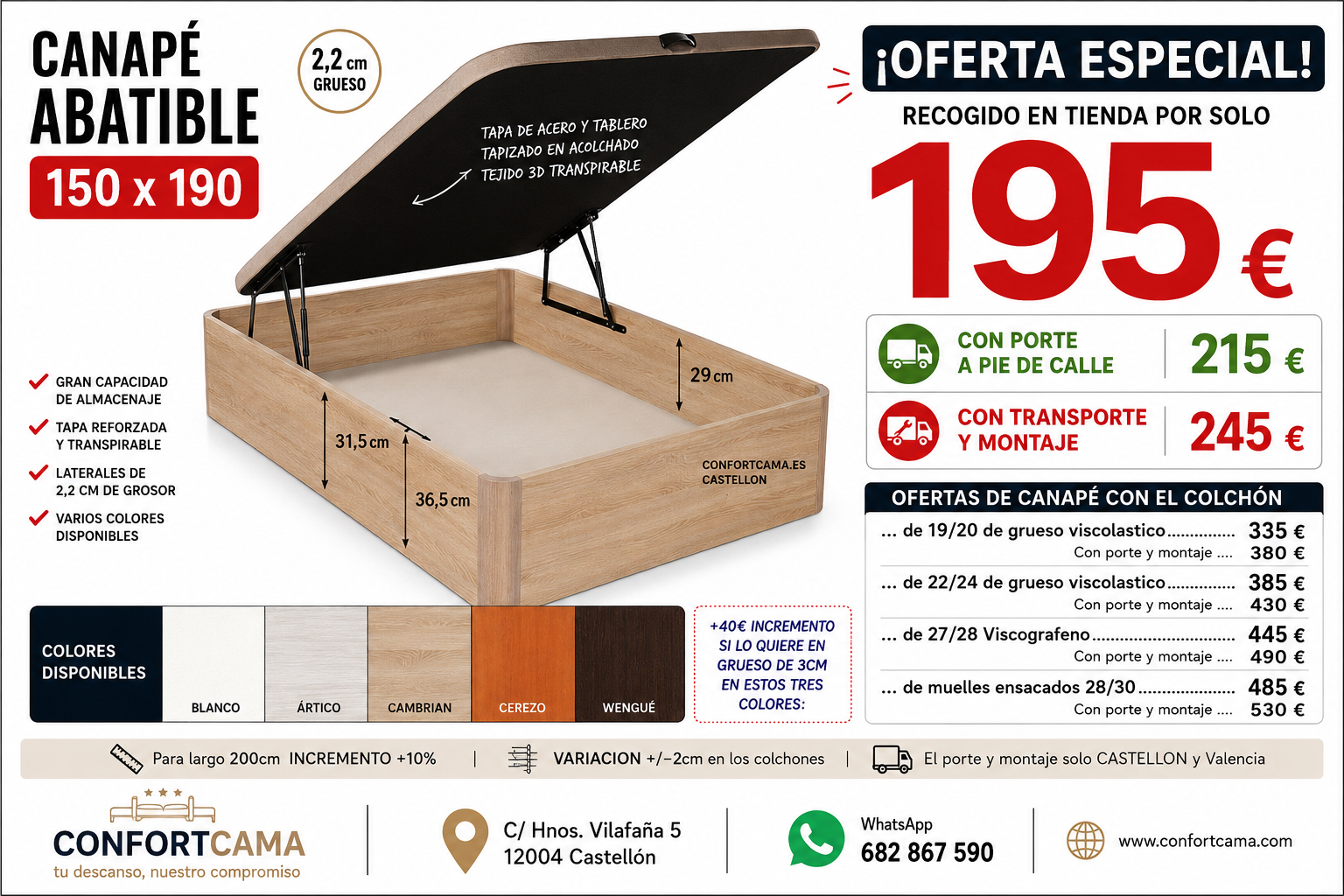 🔥 ¡Oferta especial en Canapé Abatible 150×190! 🔥