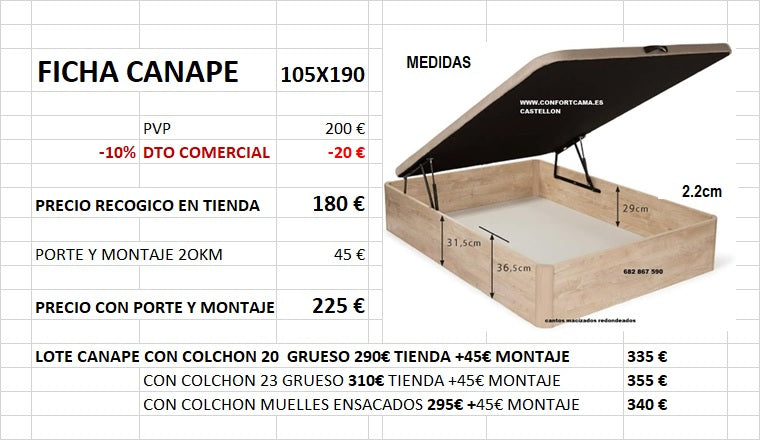 Canape abatible 105x190