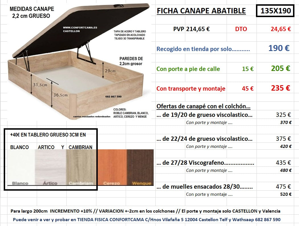 Canape Abatible 135x190