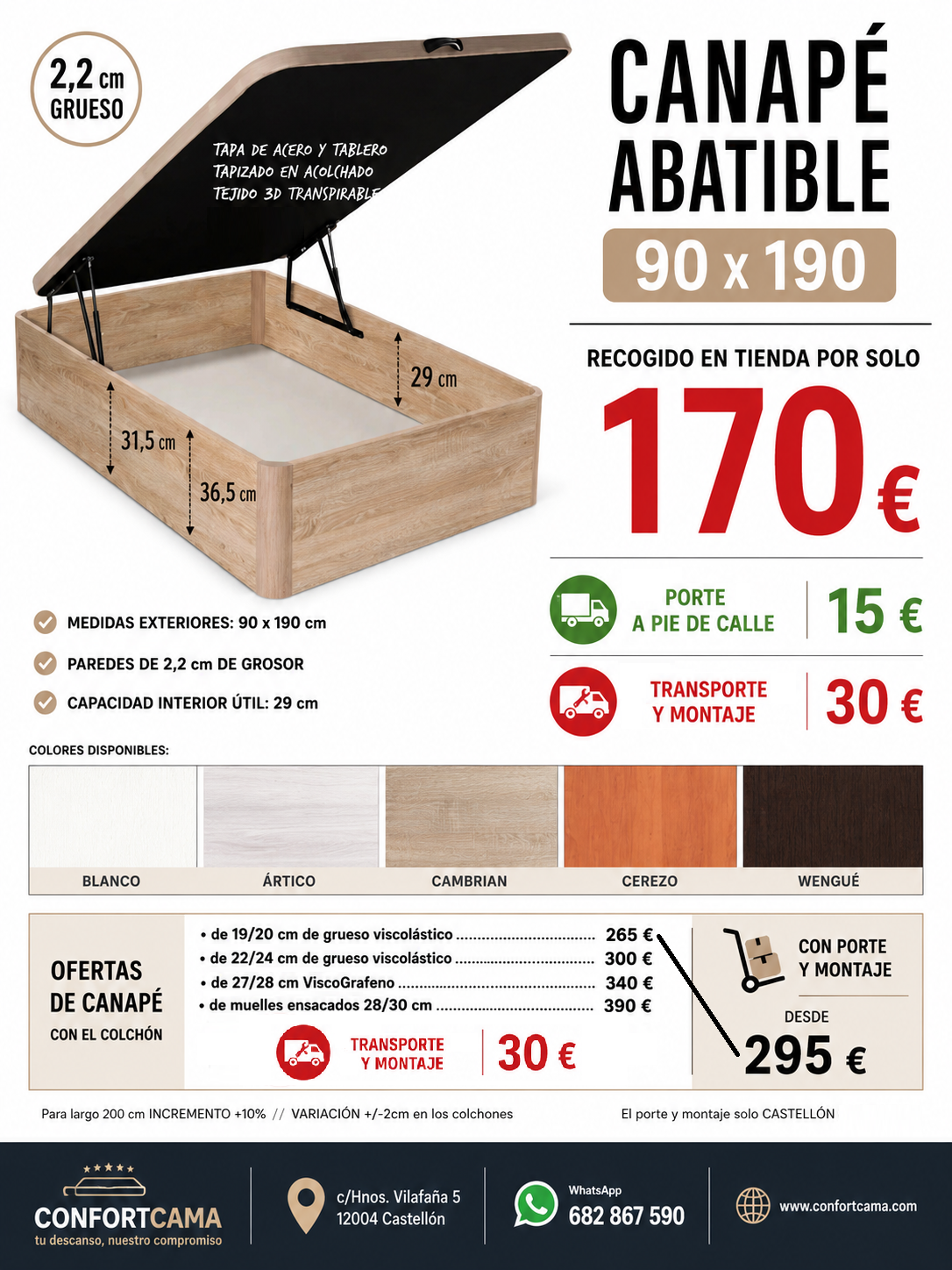 🔥 ¡Aprovecha esta oferta en Canapé Abatible 90×190! 🔥